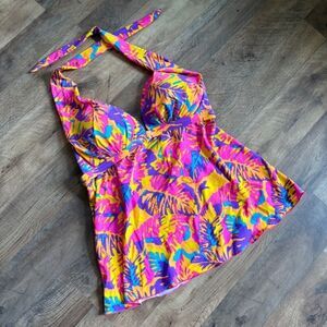VENUS Tropical Swimwear Tankini Halter Top Women's 14 excellent preworn conditio